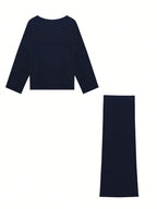 Knit Mix Elegant Women's Knitted Sweater Set shein