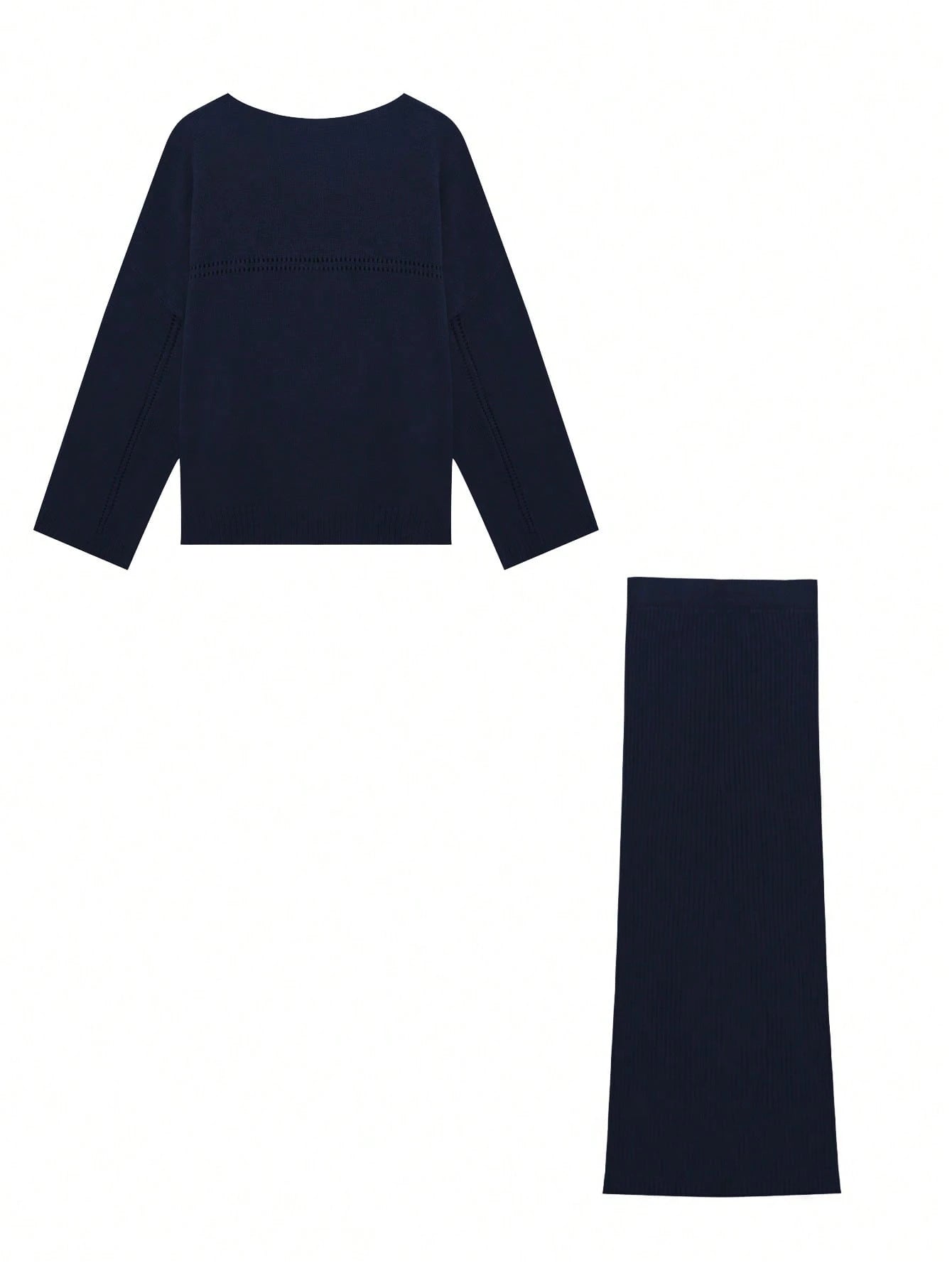 Knit Mix Elegant Women's Knitted Sweater Set shein