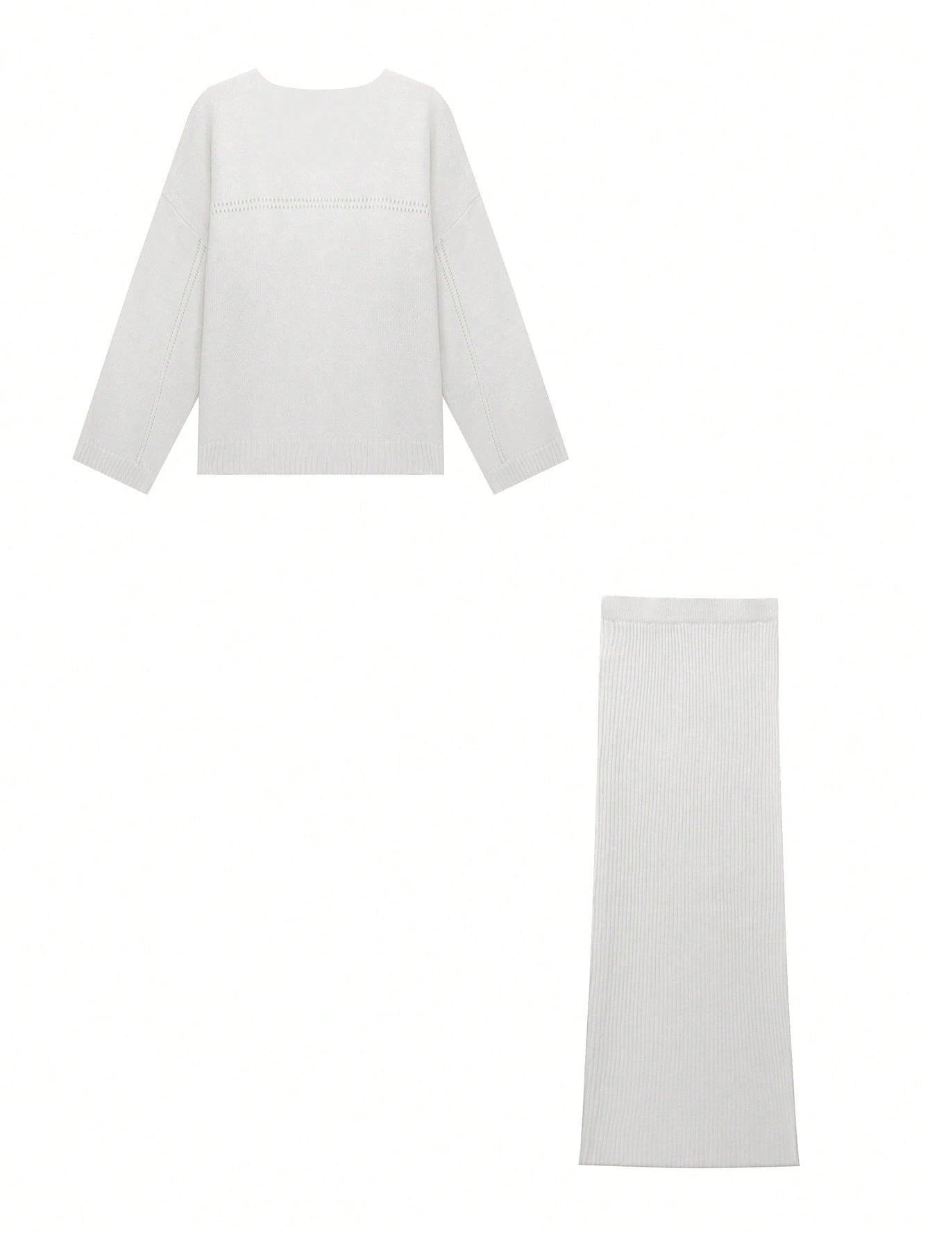 Knit Mix Elegant Women's Knitted Sweater Set shein