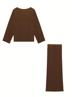 Knit Mix Elegant Women's Knitted Sweater Set shein