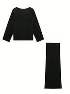 Knit Mix Elegant Women's Knitted Sweater Set shein