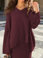 Knit Mix Elegant Women's Knitted Sweater Set shein