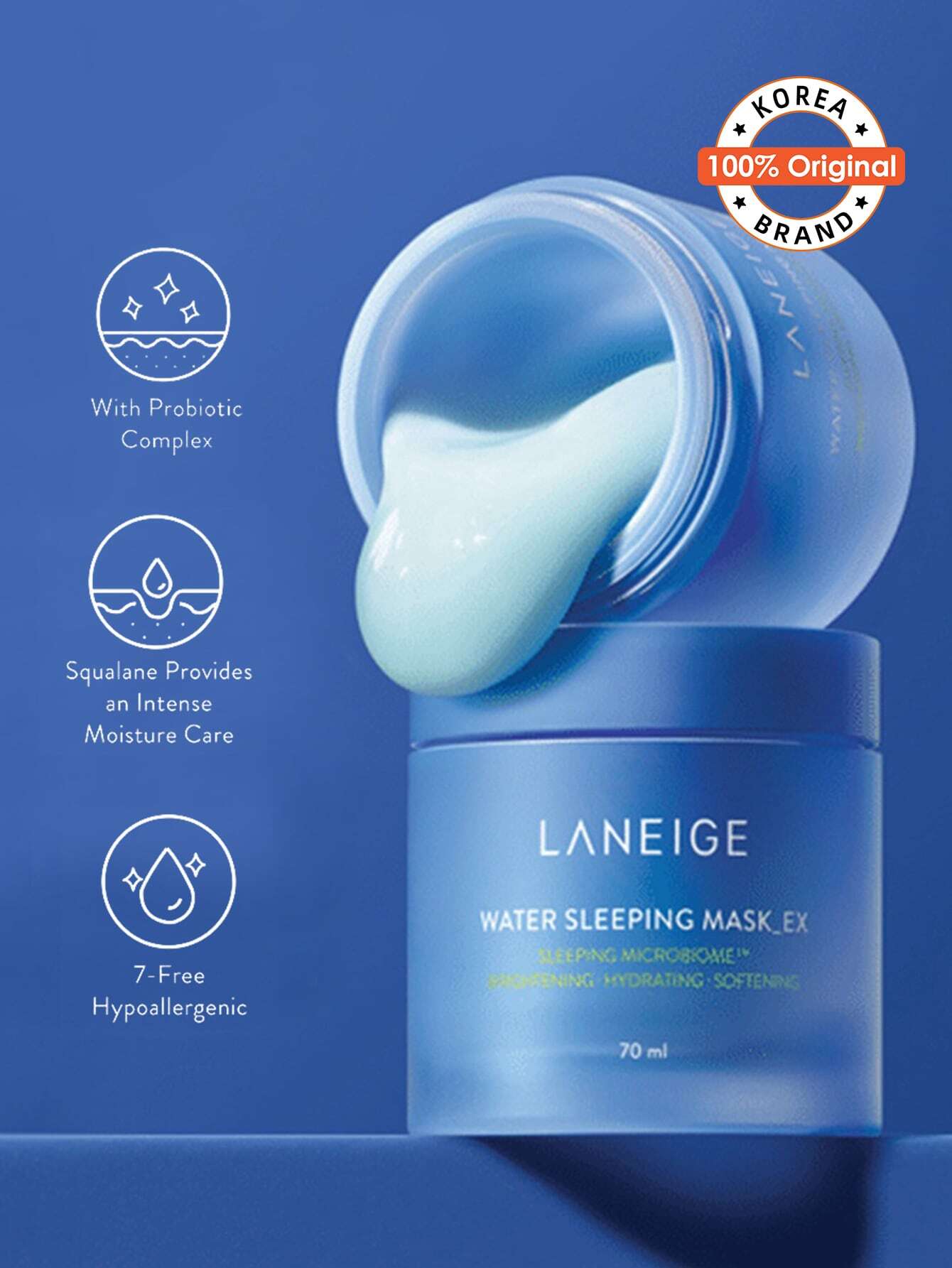 LANEIGE Water Sleeping Mask 70ml: Visibly Brighten, Boost Hydration, Squalane Laneige
