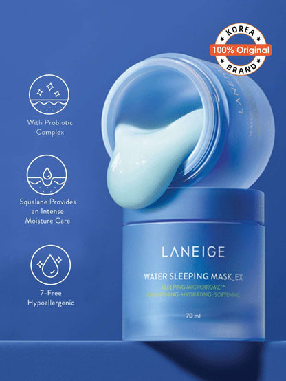 LANEIGE Water Sleeping Mask 70ml: Visibly Brighten, Boost Hydration, Squalane Laneige