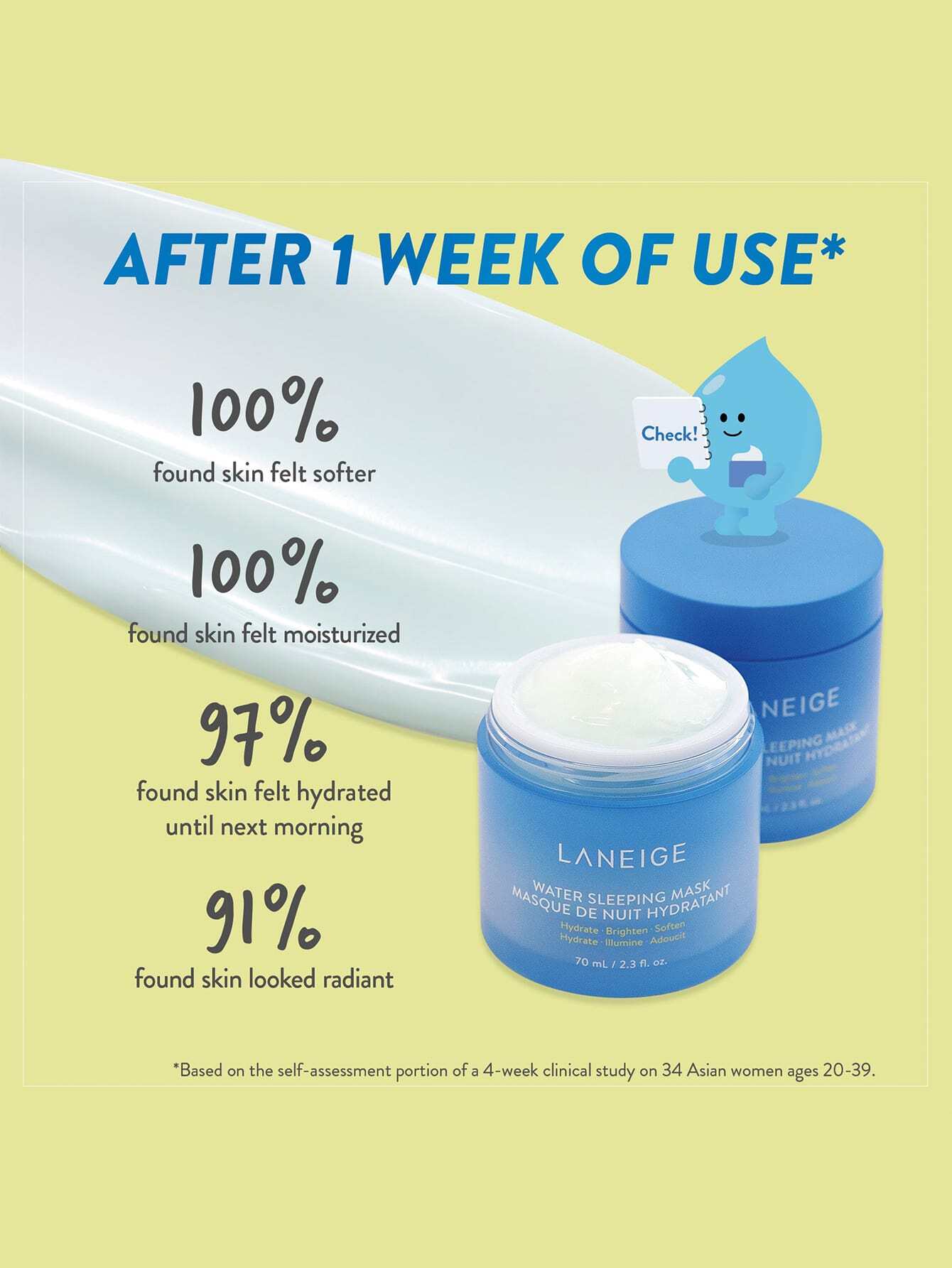 LANEIGE Water Sleeping Mask 70ml: Visibly Brighten, Boost Hydration, Squalane Laneige