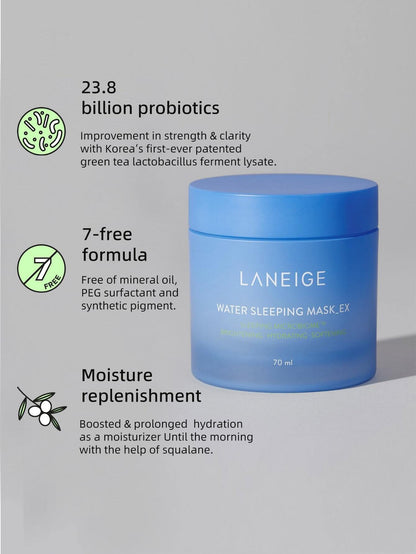 LANEIGE Water Sleeping Mask 70ml: Visibly Brighten, Boost Hydration, Squalane Laneige