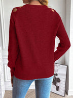 LUNE Cut Out Raglan Sleeve Crisscross Sweater shein