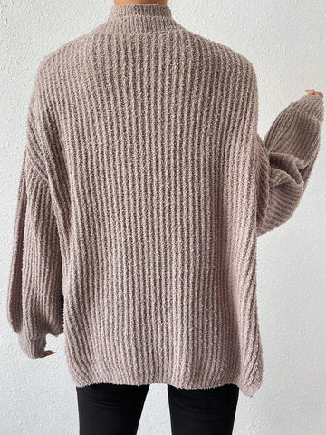 LUNE Drop Shoulder Lantern Sleeve Sweater & Knit Top shein