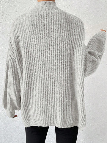 LUNE Drop Shoulder Lantern Sleeve Sweater & Knit Top shein