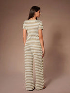 Comfortable & Fashionable Striped Crew Neck Short Sleeve Loungewear Set shein