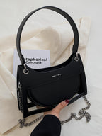 Letter Graphic Chain Baguette Bag Fashion shein