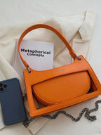 Letter Graphic Chain Baguette Bag Fashion shein