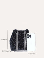 Lightweight,Business Casual Mini Sequin Decor Chain Evening Bag shein