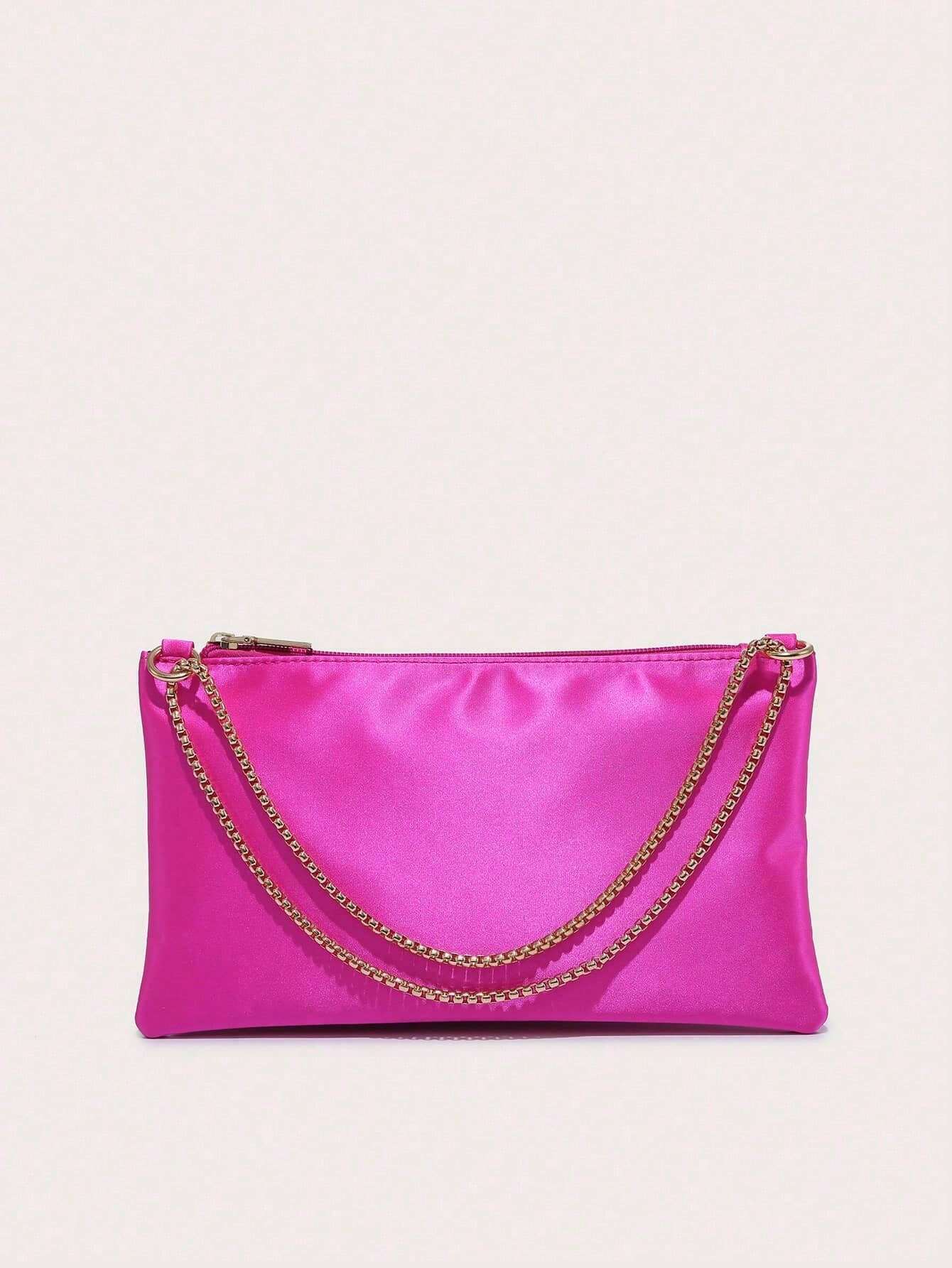 Lightweight,Business Casual Satin Ring Linked Square Bag shein