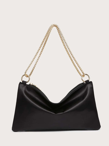 Lightweight,Business Casual Satin Ring Linked Square Bag shein