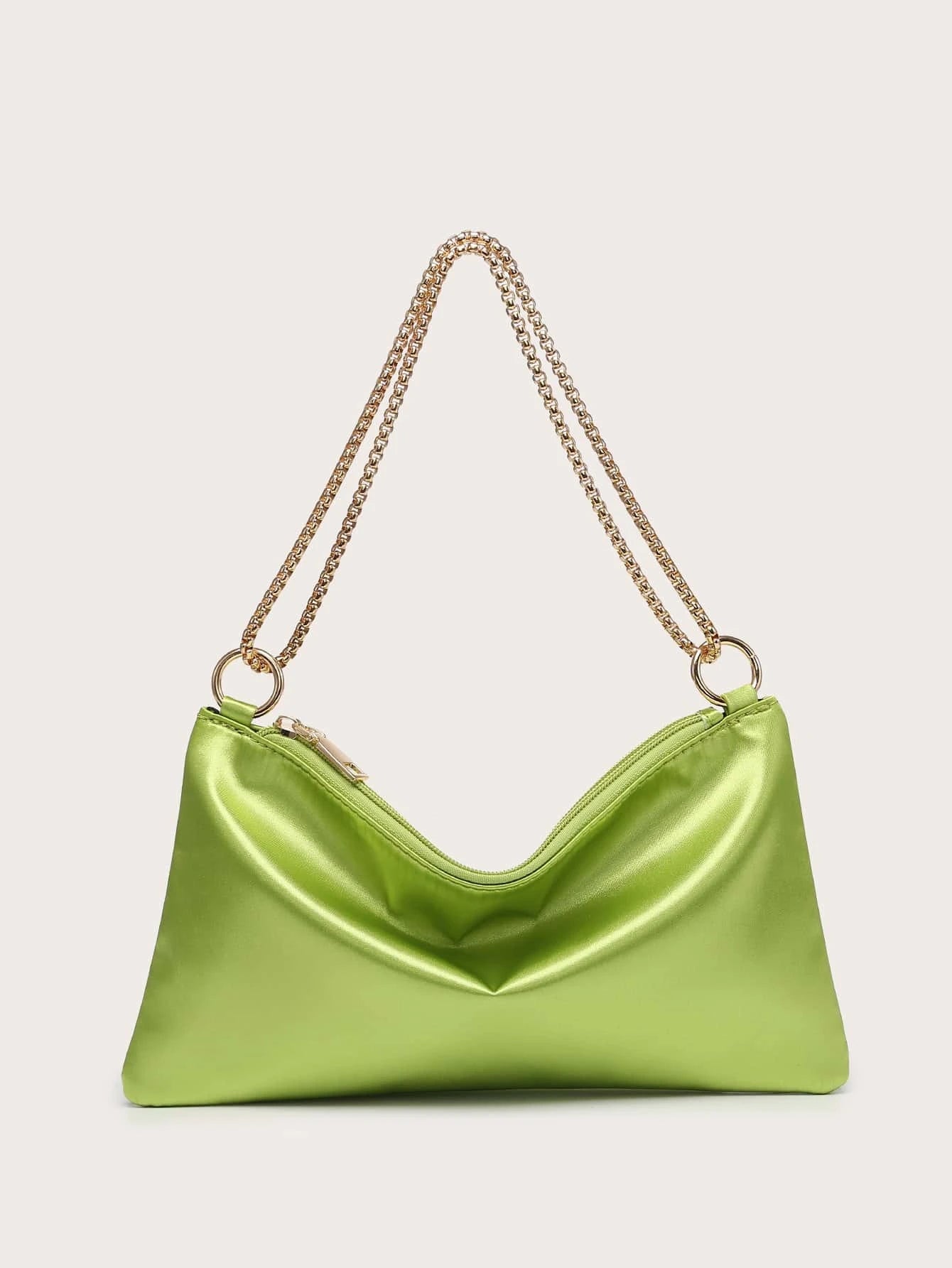 Lightweight,Business Casual Satin Ring Linked Square Bag shein