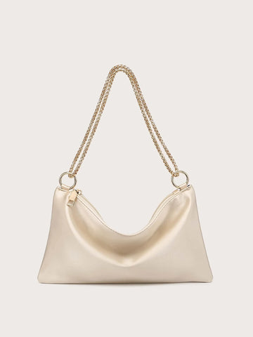 Lightweight,Business Casual Satin Ring Linked Square Bag shein