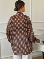 Women's Loose Tie Neck Long Sleeve Thin Casual Summer Blouse shein
