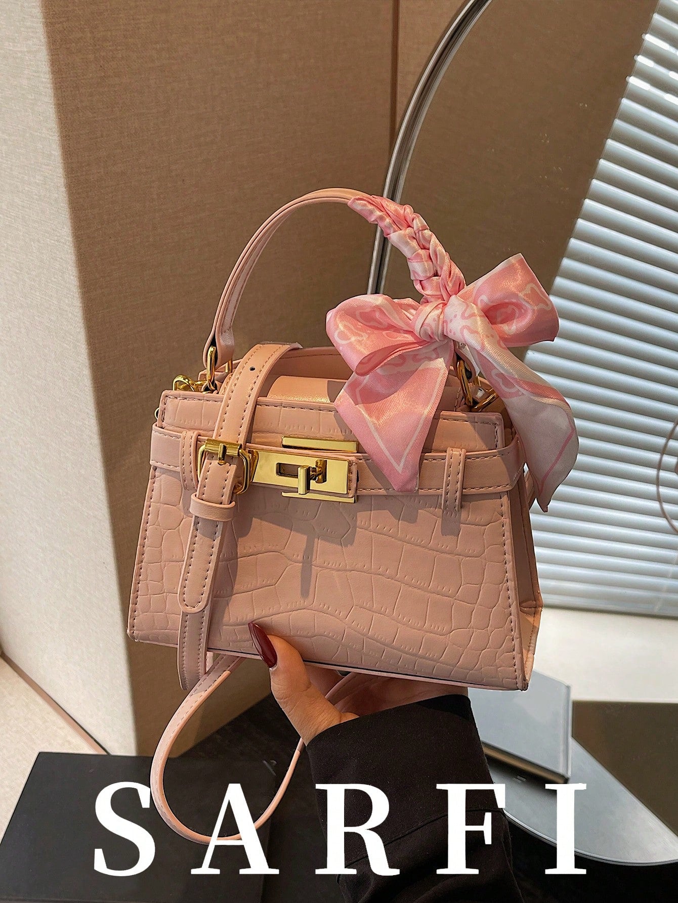 Fashionable High-End Litchi Grain Women's Handbag