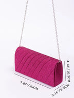 Luxury, Shiny Mini Neon Ruched Panel Flap Chain Glitter Square Bag shein