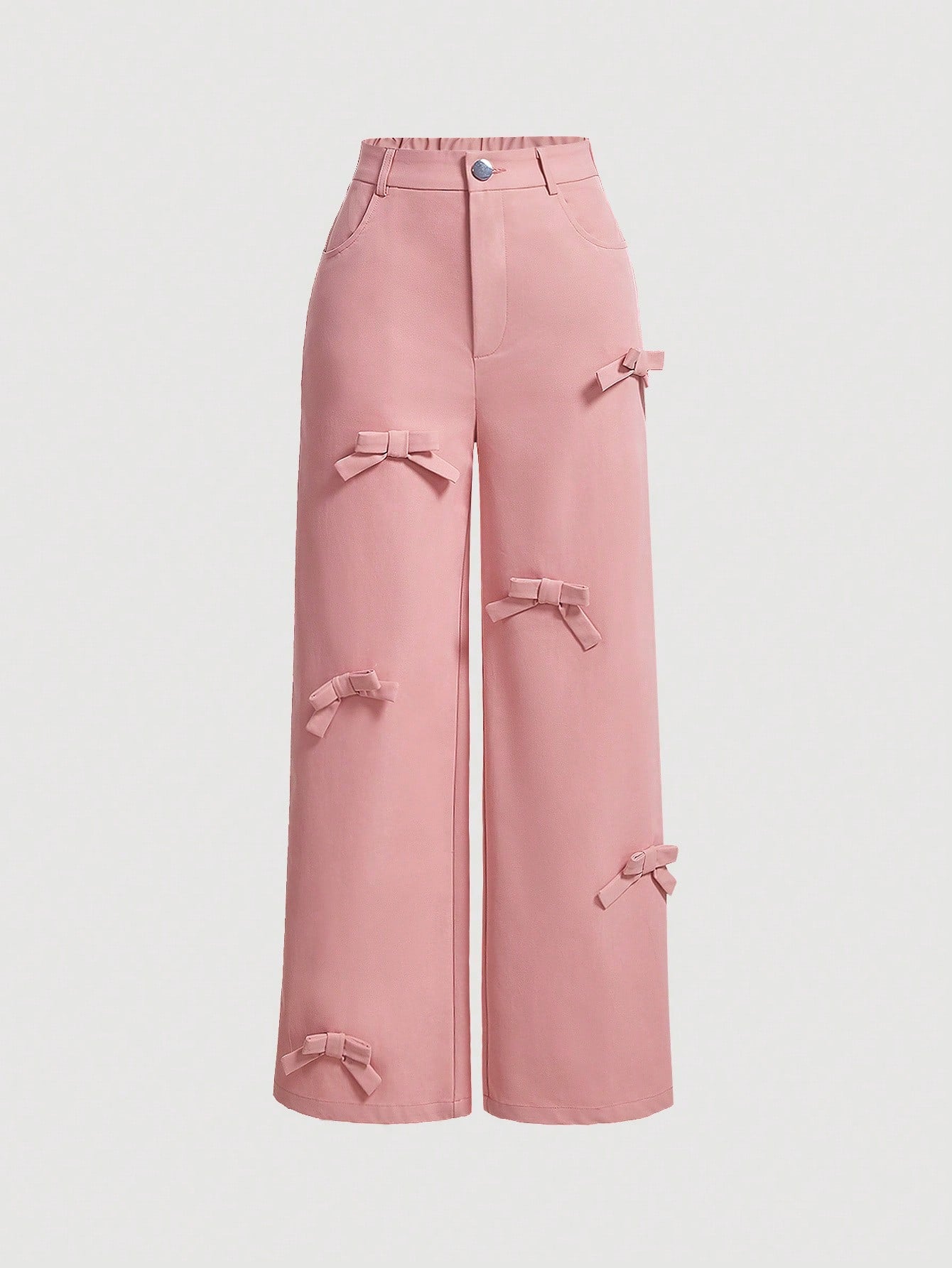 MOD Bow Front Wide Leg Pants shein