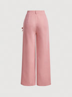 MOD Bow Front Wide Leg Pants shein