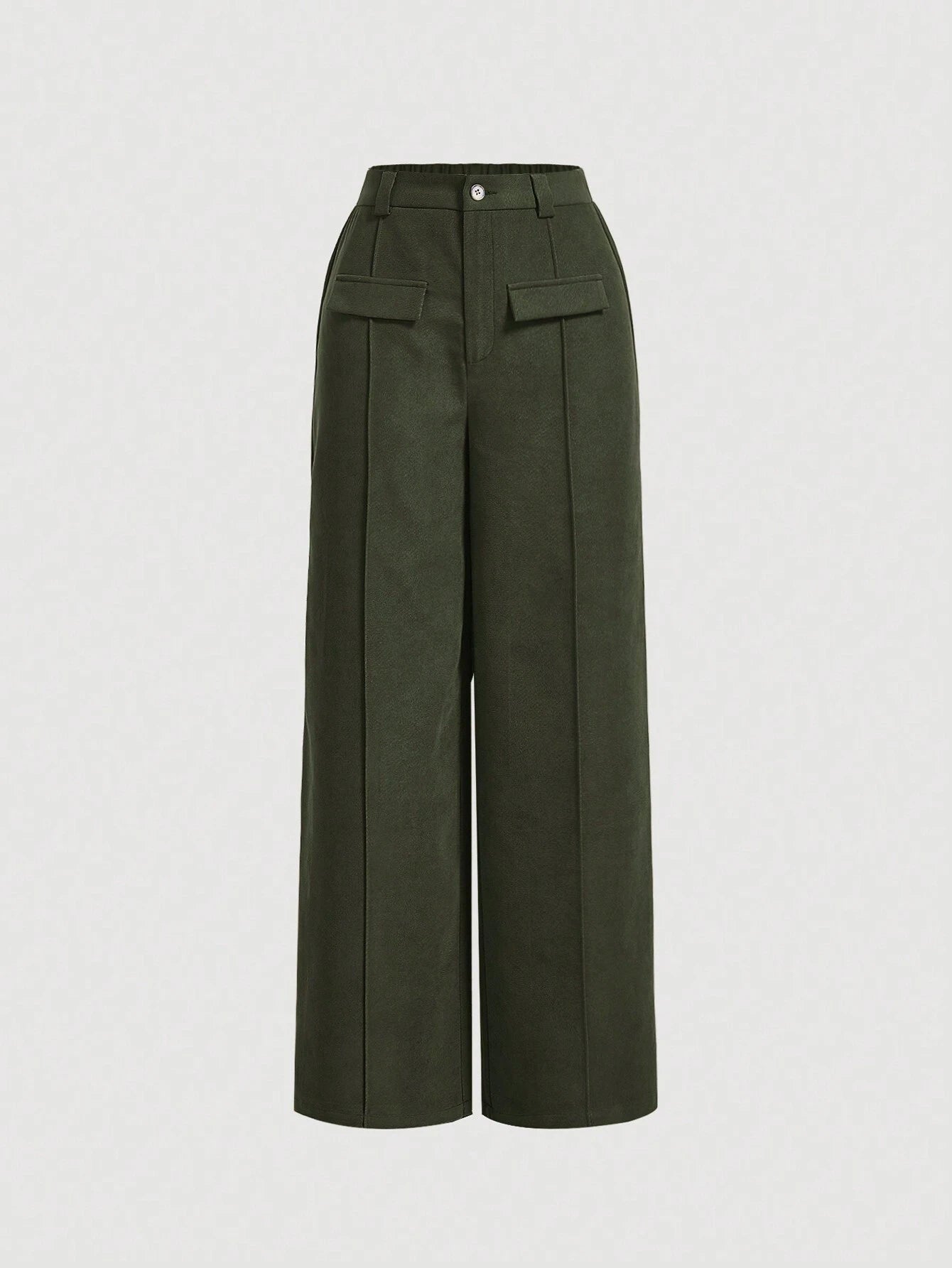 MOD Flap Detail Seam Front Pants shein