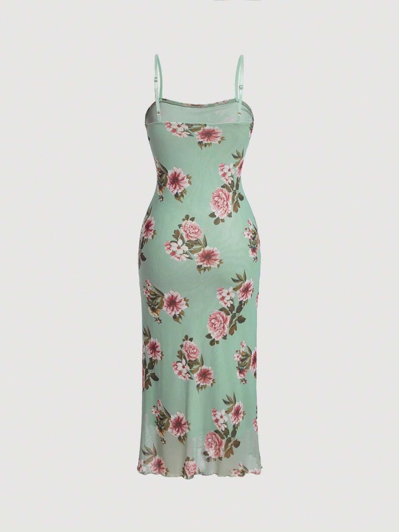 MOD Floral Print Lettuce Trim Cami Dress shein