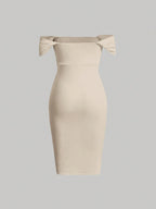 MOD Off Shoulder Ruched Bodycon Dress shein