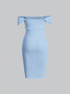 MOD Off Shoulder Ruched Bodycon Dress shein