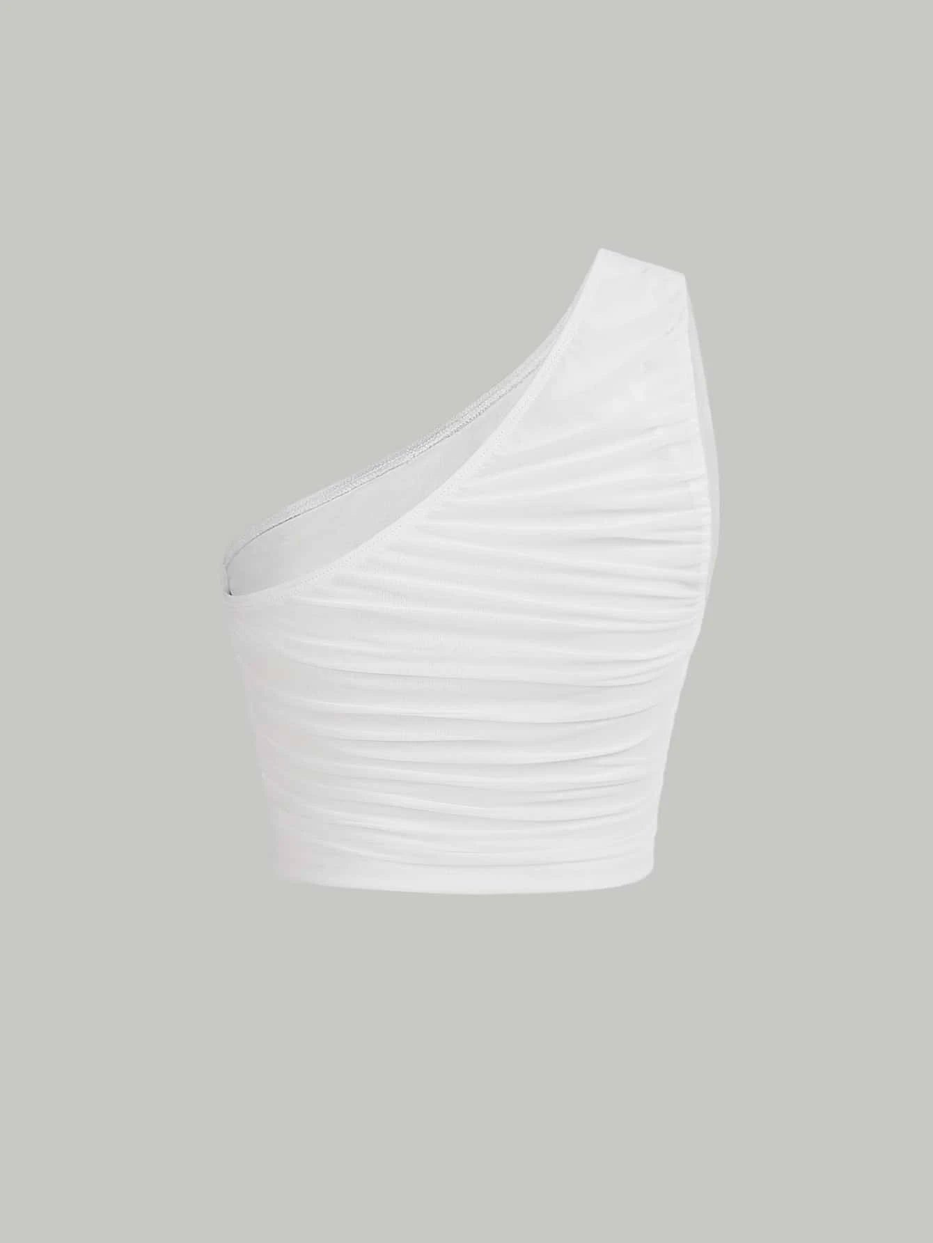 MOD One Shoulder Ruched Top shein