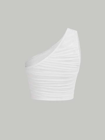 MOD One Shoulder Ruched Top shein