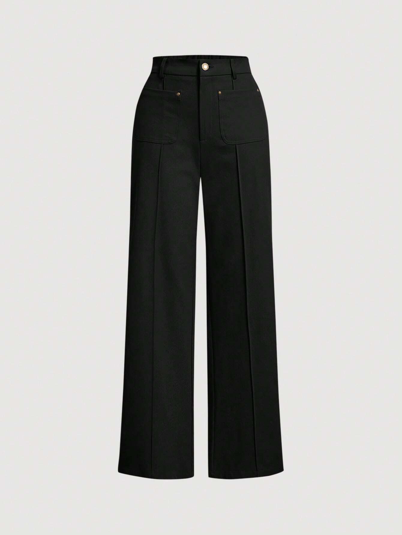 MOD Seam Front Wide Leg Pants shein