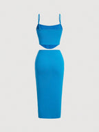 MOD Solid Cami Top & Twist Front Skirt shein