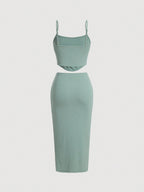 MOD Solid Cami Top & Twist Front Skirt shein