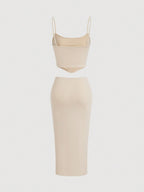 MOD Solid Cami Top & Twist Front Skirt shein