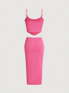 MOD Solid Cami Top & Twist Front Skirt shein