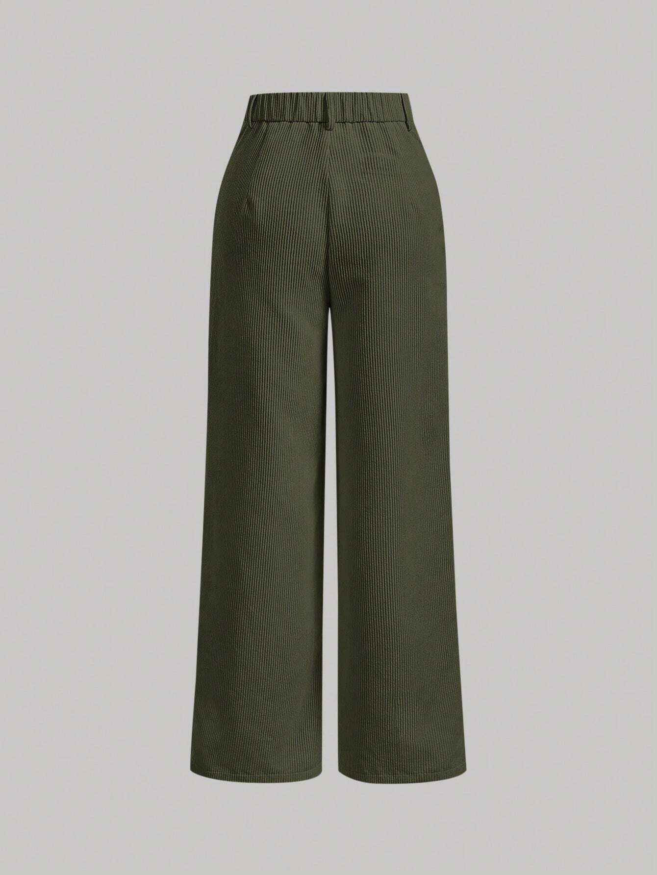 MOD Solid Corduroy Straight Leg Pants shein