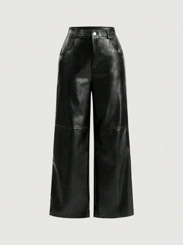 MOD Solid Wide Leg Pants shein