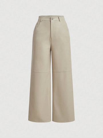 MOD Solid Wide Leg Pants shein