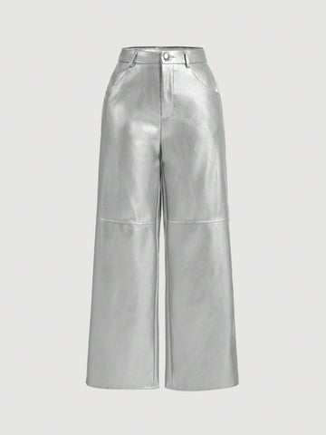 MOD Solid Wide Leg Pants shein