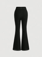 MOD Top-stitching Split Hem Flare Leg Pants shein