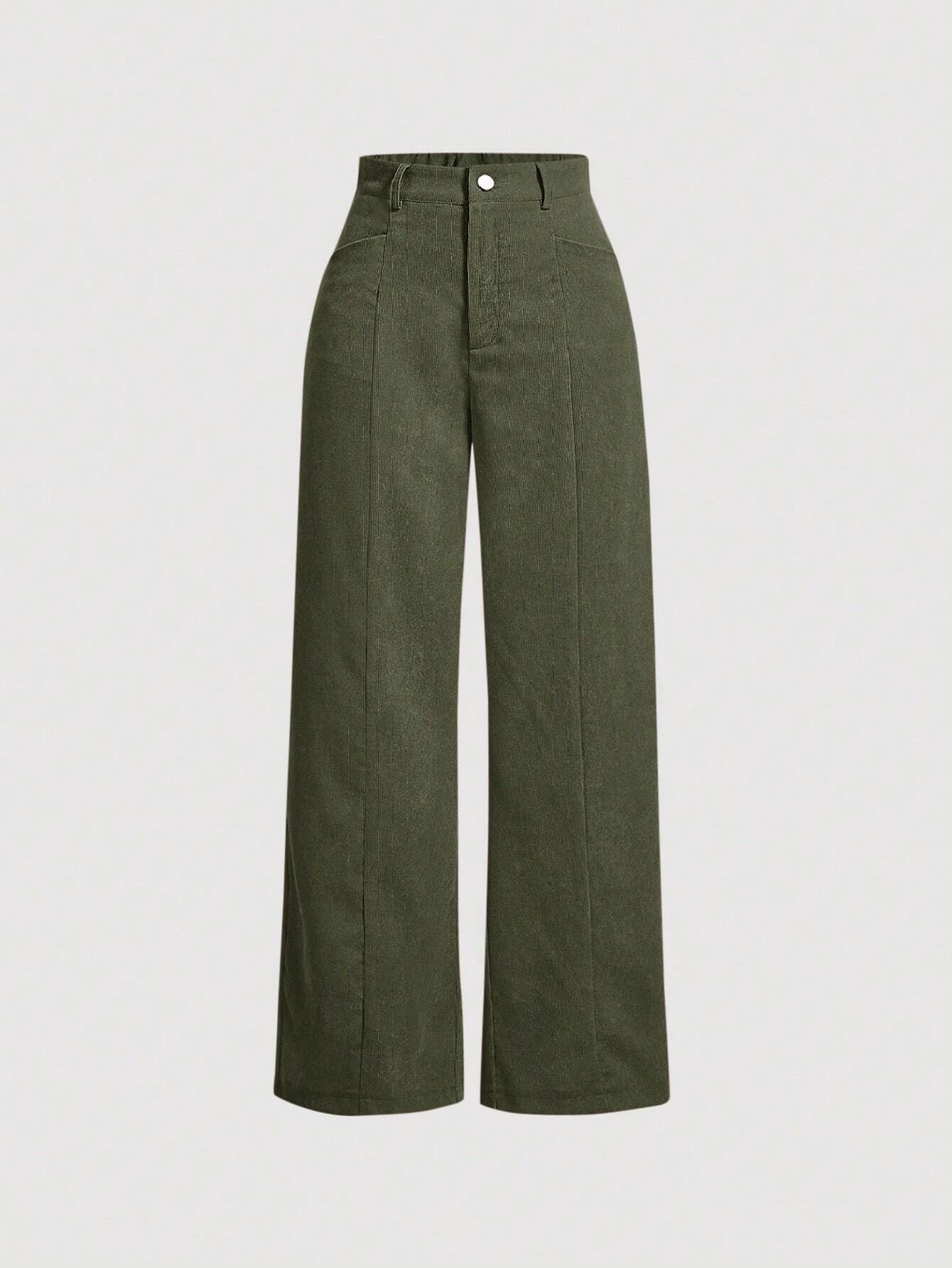 MOD Women'S Solid Color Corduroy Long Pants shein