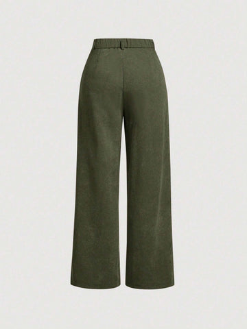 MOD Women'S Solid Color Corduroy Long Pants shein