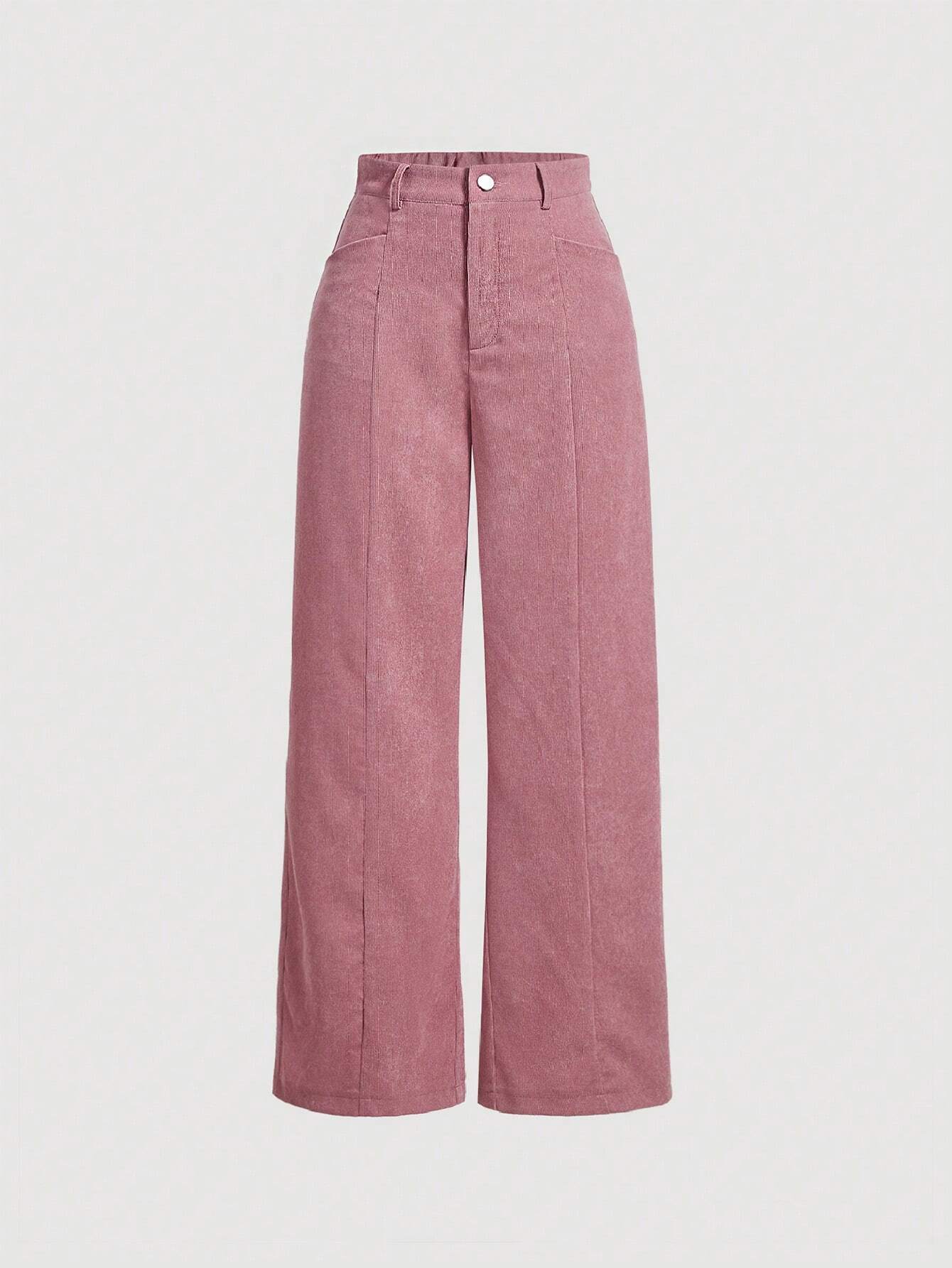 MOD Women'S Solid Color Corduroy Long Pants shein