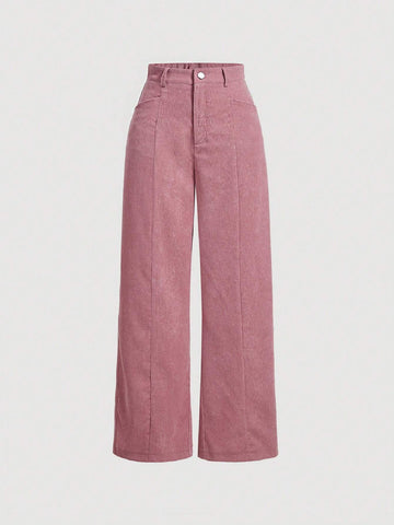 MOD Women'S Solid Color Corduroy Long Pants shein