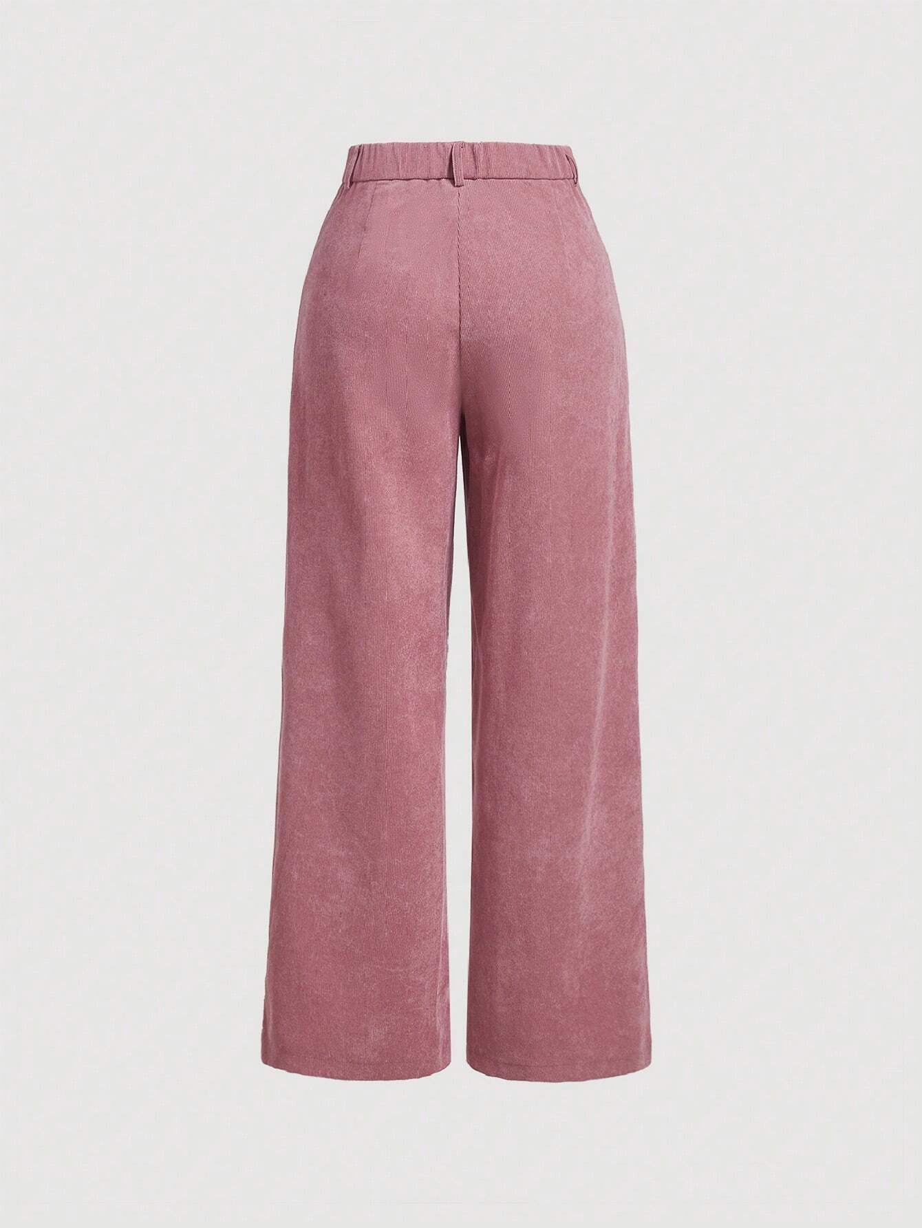 MOD Women'S Solid Color Corduroy Long Pants shein