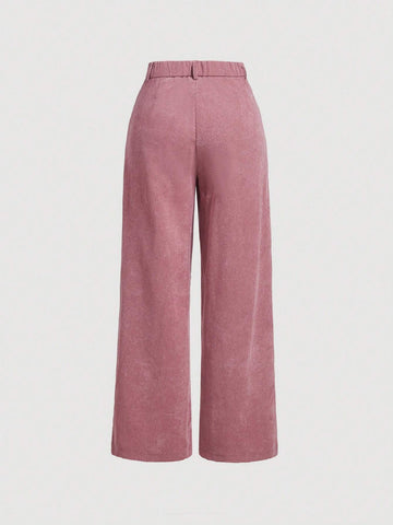 MOD Women'S Solid Color Corduroy Long Pants shein