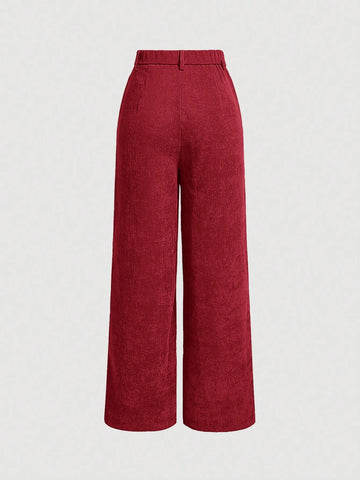 MOD Women'S Solid Color Corduroy Long Pants shein
