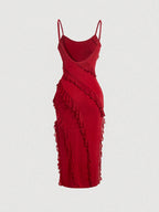MOD Women's Fashionable Solid Color Pleated Decoration Strap Dress shein